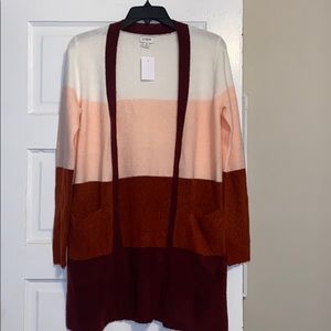 J Crew super soft color-block cardigan